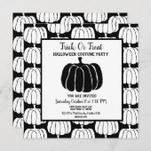 ミニマルな白黒ハロウィーンの衣装パーティー 招待状 (正面/裏面)