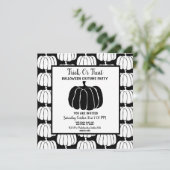 ミニマルな白黒ハロウィーンの衣装パーティー 招待状 (スタンド正面)