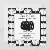 ミニマルな白黒ハロウィーンの衣装パーティー 招待状 (正面)