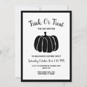 ミニマルな白黒ハロウィーンの衣装パーティー 招待状 (正面)