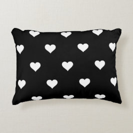 ミニマルな白黒ハートパターン アクセントクッション