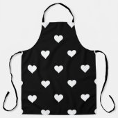 ミニマルな白黒ハートパターン エプロン (正面)