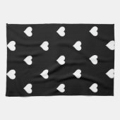 ミニマルな白黒ハートパターン キッチンタオル (横)
