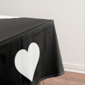 ミニマルな白黒ハートパターン テーブルクロス (インサイチュ)