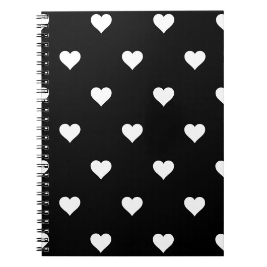 ミニマルな白黒ハートパターン ノートブック (正面)