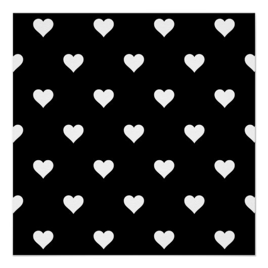 ミニマルな白黒ハートパターン ポスター (正面)