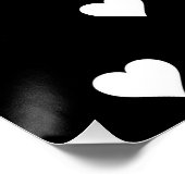 ミニマルな白黒ハートパターン ポスター (コーナー)