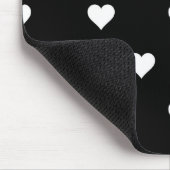 ミニマルな白黒ハートパターン マウスパッド (コーナー)
