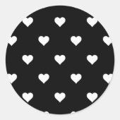 ミニマルな白黒ハートパターン ラウンドシール (正面)