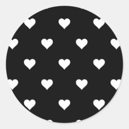 ミニマルな白黒ハートパターン ラウンドシール