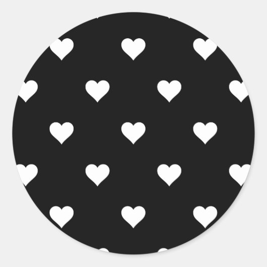 ミニマルな白黒ハートパターン ラウンドシール (正面)