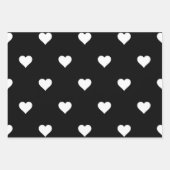 ミニマルな白黒ハートパターン ラッピングペーパーシート (正面3)