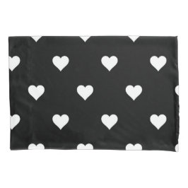 ミニマルな白黒ハートパターン 枕カバー