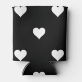 ミニマルな白黒ハートパターン 缶クーラー (正面)