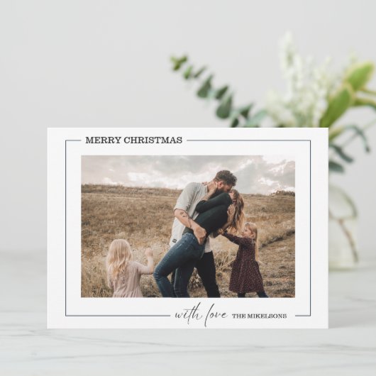 ミニマルな白黒フォトクリスマス シーズンカード (スタンド正面)