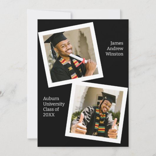 ミニマルな白黒フォトグラッドアナウンス 招待状 (正面)