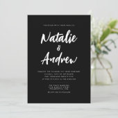 ミニマルな白黒フォトスクリプト結婚の 招待状 (スタンド正面)