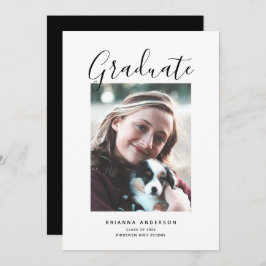 ミニマルな白黒フォト卒業パーティー 招待状