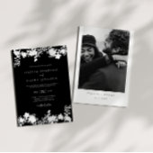 ミニマルな白黒フローラ結婚の写真 招待状