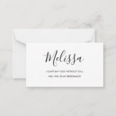 ミニマルな白黒ブライドメイド提案 ノートカード (裏面)