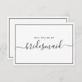 ミニマルな白黒ブライドメイド提案 招待状 (正面/裏面)