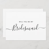 ミニマルな白黒ブライドメイド提案 招待状 (正面/裏面)