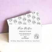 ミニマルな白黒メイクアップロゴ 名刺