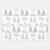 ミニマルな白黒メリークリスマスツリー ラッピングペーパーシート (正面2)