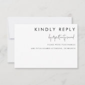 ミニマルな白黒モダンの結婚返信 出欠カード (正面)