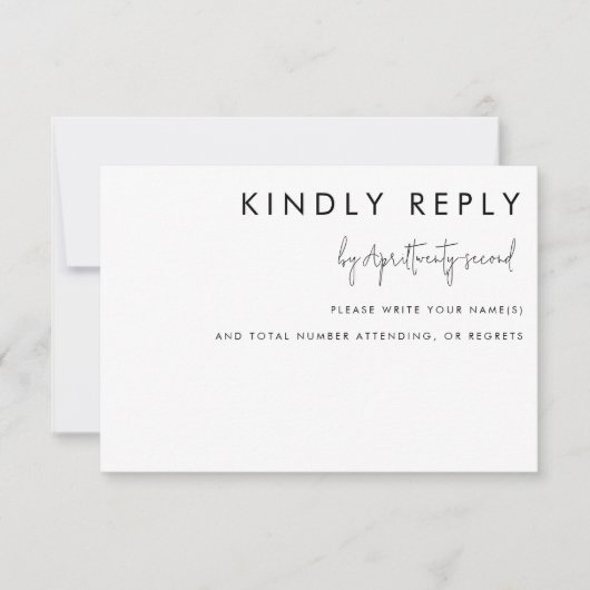 ミニマルな白黒モダンの結婚返信 出欠カード (正面)