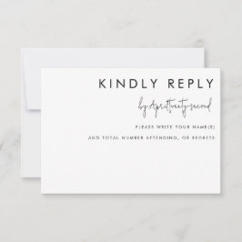 ミニマルな白黒モダンの結婚返信 出欠カード