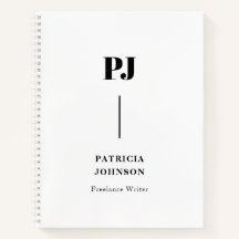 ミニマルな白黒モノグラムノートブック