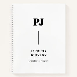 ミニマルな白黒モノグラムノートブック ノートブック