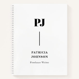 ミニマルな白黒モノグラムノートブック ノートブック