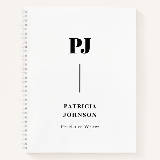ミニマルな白黒モノグラムノートブック ノートブック (正面)
