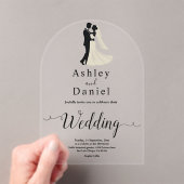 ミニマルな白黒ロマンチックなカップル結婚ズ アクリル招待状 (インサイチュ (ポータブル))