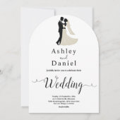 ミニマルな白黒ロマンチックなカップル結婚ズ 招待状 (正面)