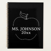 ミニマルな白黒先生リンゴ プランナー手帳 (正面)