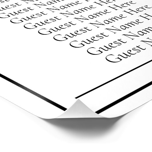 ミニマルな白黒結婚座席表 ポスター (コーナー)