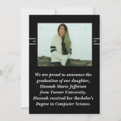 ミニマルな白黒2枚の写真卒業 招待状 (裏面)