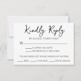 ミニマルな白黒RSVPカード手書き 招待状