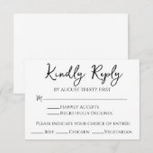 ミニマルな白黒RSVPカード手書き 招待状 (正面/裏面)