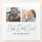 ミニマルな白2写真父の日 ガラスコースター (正面)