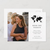 ミニマルな目的地の結婚式の写真の日付を保存 ポストカード (正面/裏面)