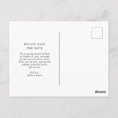 ミニマルな目的地の結婚式の写真の日付を保存 ポストカード (裏面)