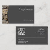 ミニマルな石写真QRグレービジネスカード 名刺 (正面/裏面)