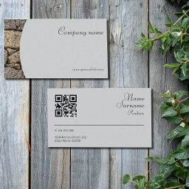 ミニマルな石写真QRグレービジネスカード 名刺