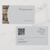 ミニマルな石写真QRグレービジネスカード 名刺 (正面/裏面)