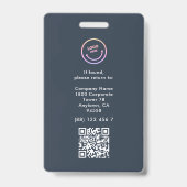 ミニマルな社員名IDカード写真QR バッジ (裏面)