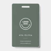 ミニマルな社員証 ビジネス ロゴ QR バッジ (正面)